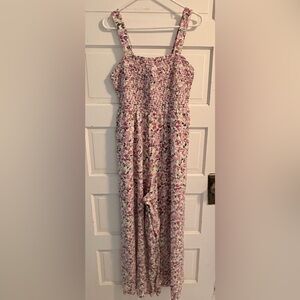 Smocked Floral Jumpsuit in Pink